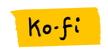 ko-fi written on yellow tape
